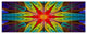 Stained Glass with Bright Red Star, Abstract Wall Art Canvas, 70"x28", 6 Panels
