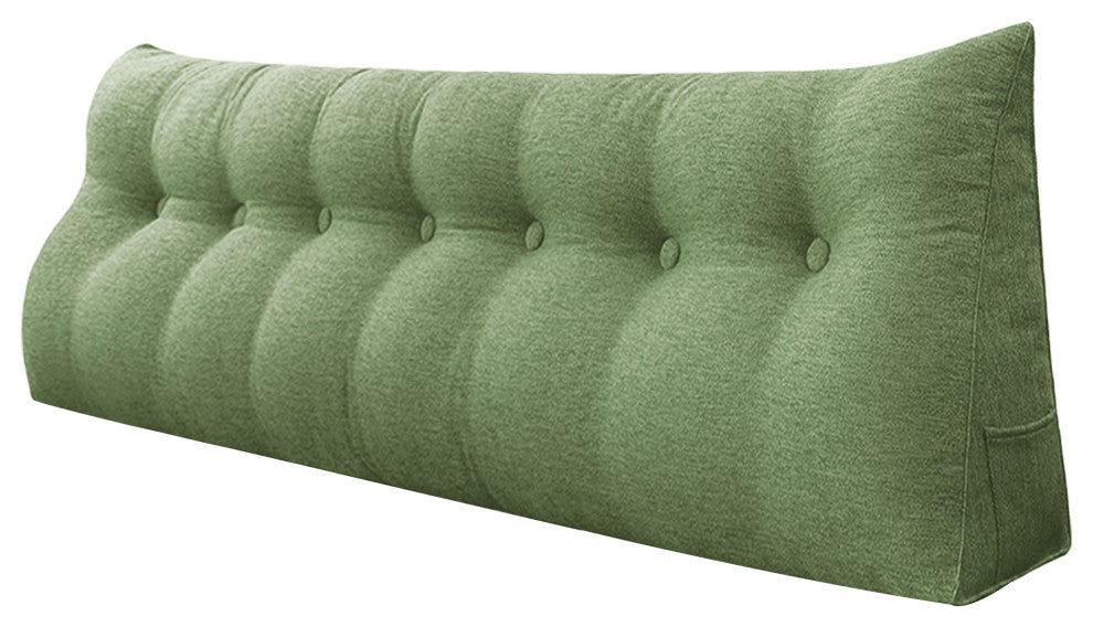 WOWMAX Backrest Wedge Reading Pillow Headboard Linen Blend Lime Green, 76x20x8