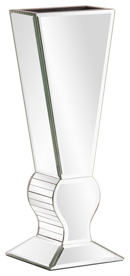 Howard Elliott Mirrored "V" Shaped Vase, 6"x3"x15"