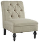 Benzara BM207207 Wood and Fabric Armless Accent Chair with Button Tufting, Beige