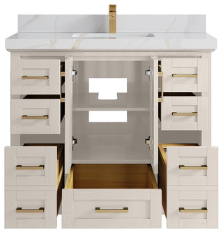 Boston 42" Single Sink Bath Vanity in Fine Grain 2" Calacatta Sienna