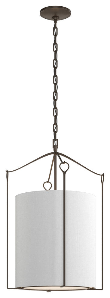 Bow Tall Pendant, Bronze Finish, Natural Anna Shade