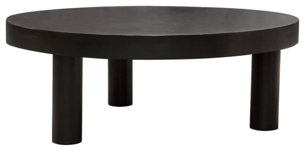 Rune 42" Round Cocktail Table With Iron Leg Base, Black
