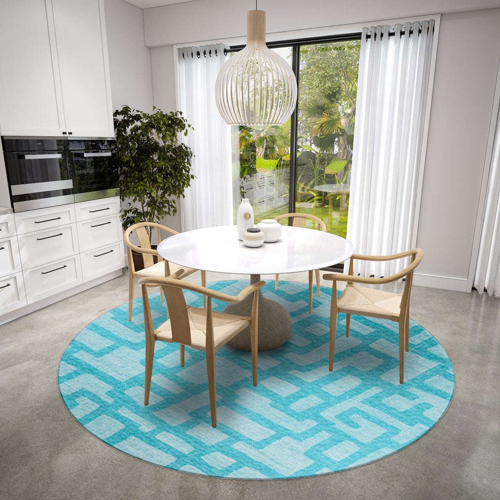 Dalyn Indoor/Outdoor Sedona SN4 Robins Egg Washable 6'x6' Round Rug