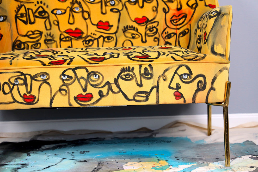Loveseat for master bedroom, Gift for her / for him, Velvet furniture