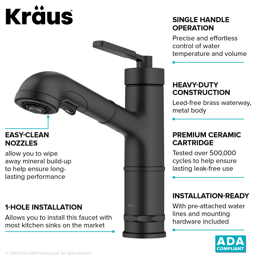 Sellette Pull-Down Kitchen Faucet, Matte Black, Model Kpf-4103mb