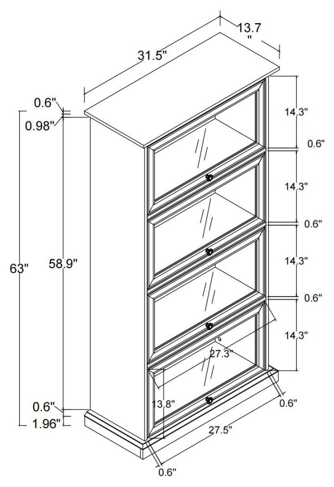 TATEUS  4 Tier Glass Display Cabinet with Flip-Up Doors for Collectibles
