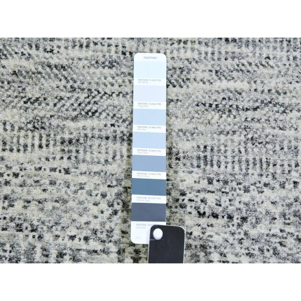 Harbor Gray Undyed Wool Hand Knotted Grass Design XL Runner Rug, 2'6"x20'5"