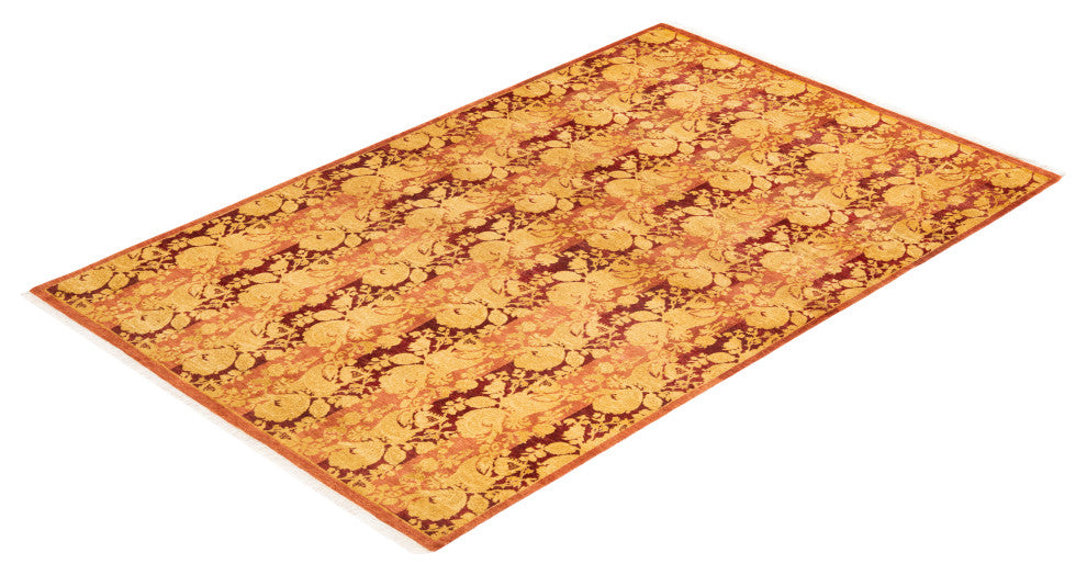Raut One-of-a-Kind Hand-Knotted Area Rug Pink, 4'7"x7'0"