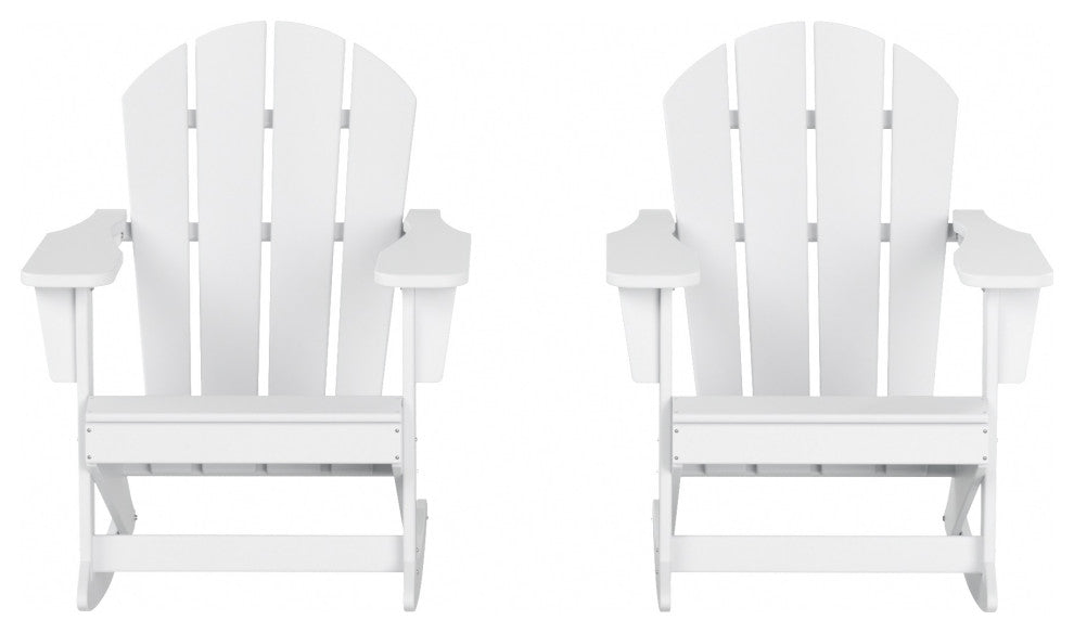 WestinTrends 2PC Outdoor Patio Porch Rocker Classic Adirondack Rocking Chair Set, White