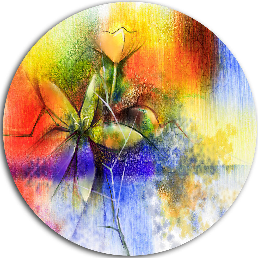 Abstract Colorful Flower Fusion, Flower Disc Metal Artwork, 36"