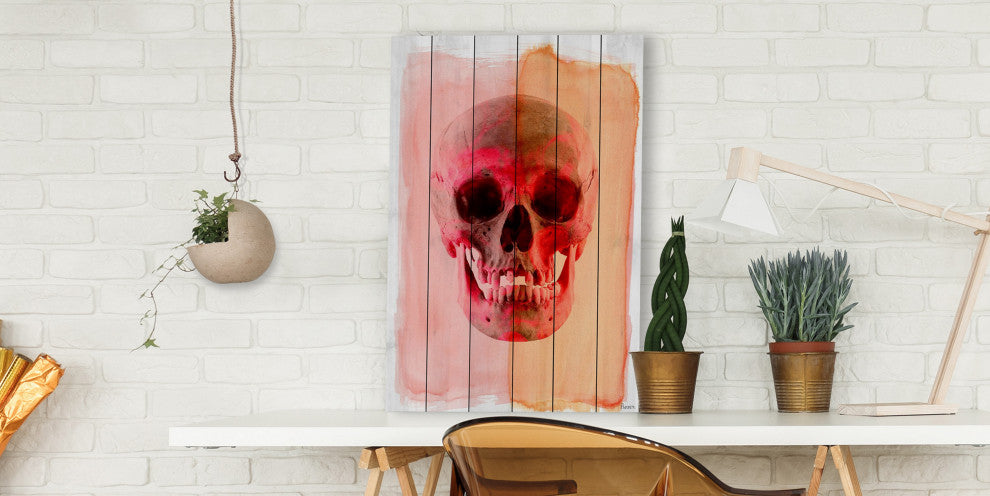 "Marvel Red Skull" Painting Print on White Wood, 16"x24"