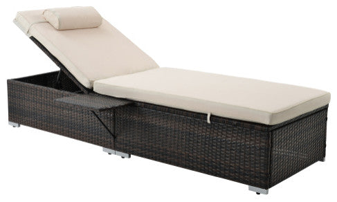 2 Piece Patio Rattan Chaise Lounge Outdoor Pe Wicket Furniture Set