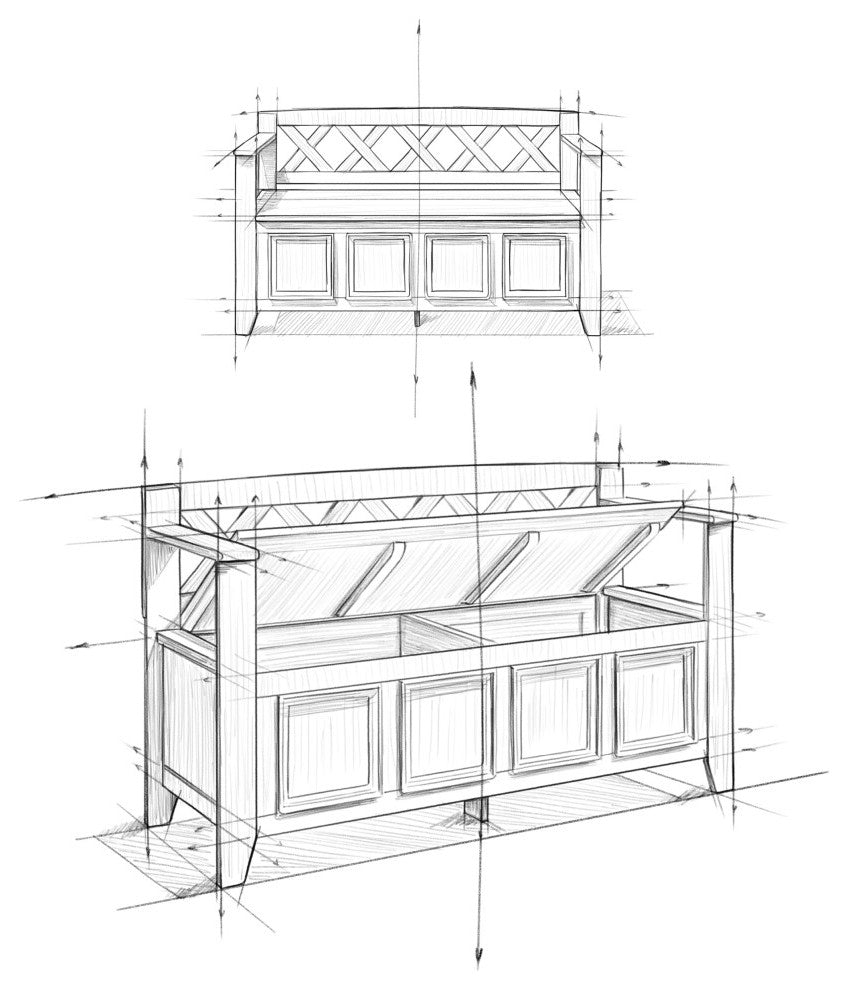 Amherst Solid Wood Entryway Storage Bench, Farmhouse Brown