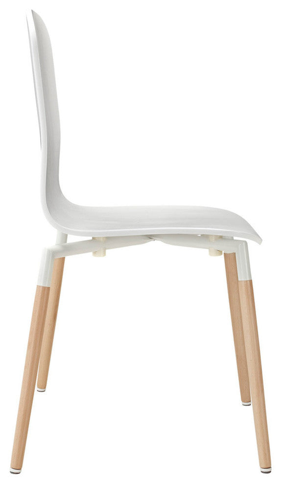 Modern Contemporary Kitchen Wood Dining Chairs and Table Set of 5 White