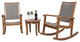 3-Piece Eucalyptus/Driftwood Gray Wicker Rocking Chair Set, Round Accent Table