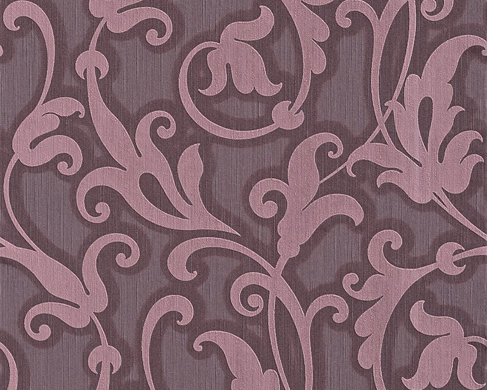 Tessuto, Baroque Fabric Violet Wallpaper Sample, Wall Decor Accent