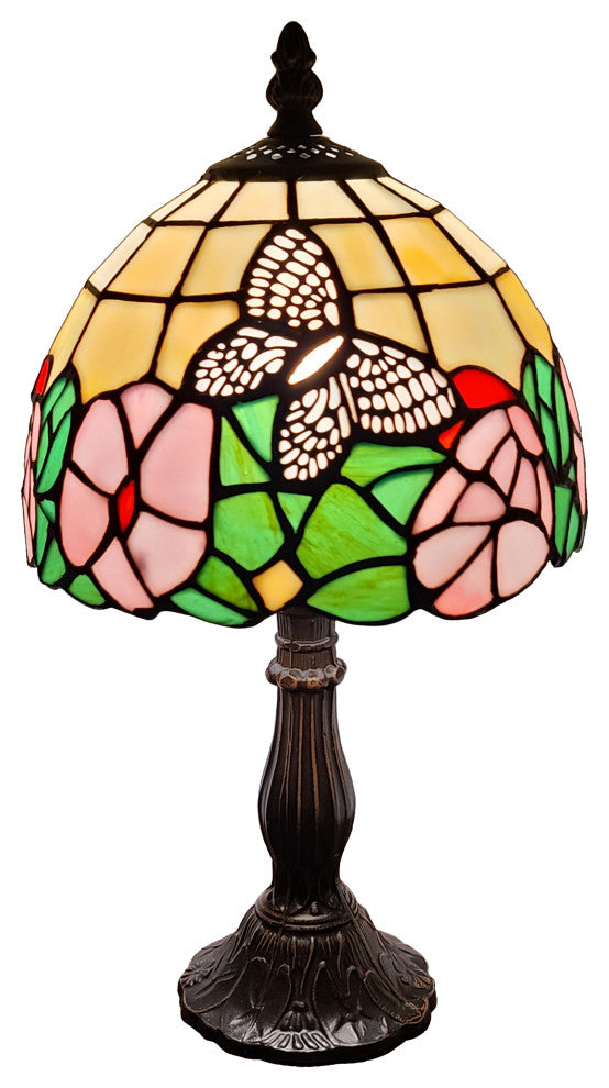 Tiffany Style Butterflies Mini Table Lamp 15" Tall