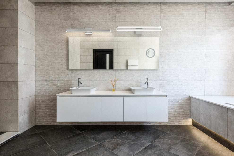 Aria 24" LED Rectangular Swivel Vanity Wall Sconce, Satin Nickel