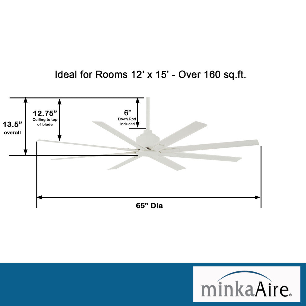 MinkaAire White Xtreme H2O 65" 8-Blade Indoor / Outdoor Ceiling Fan w/ Remote