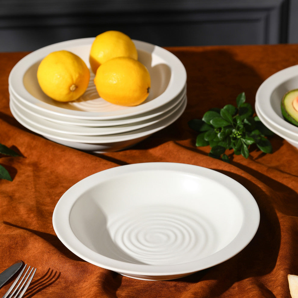 Stone Lain Orbit Stoneware Pasta Bowl Set of 4, White