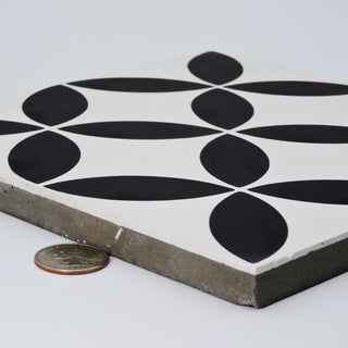 Amlo Handmade Cement Tile, Black/White, Sample
