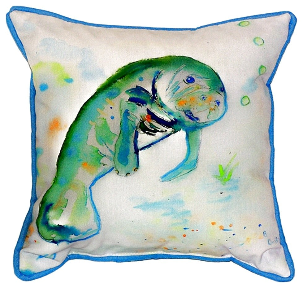 Betsy Drake Betsy's Manatee Small Indoor/Outdoor Pillow 12x12