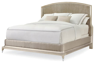 Art Deco Style Silver Curly Veneer King Bed