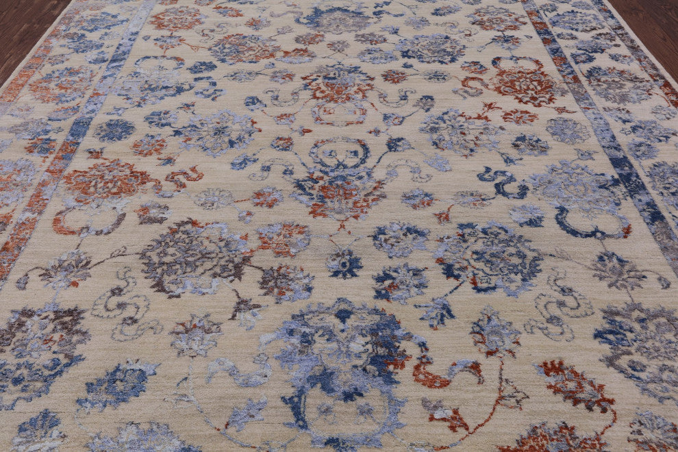 8' 0" X 10' 6" Persian Wool and Silk Hand Knotted Rug Q7098