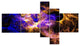 Wings of Angels Blue in Black, Large abstract art, 60"x32", 5 panels