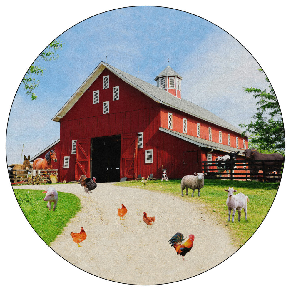 Flagship Carpets FA1004-71FS 12 FT RD Barn Animals Rug