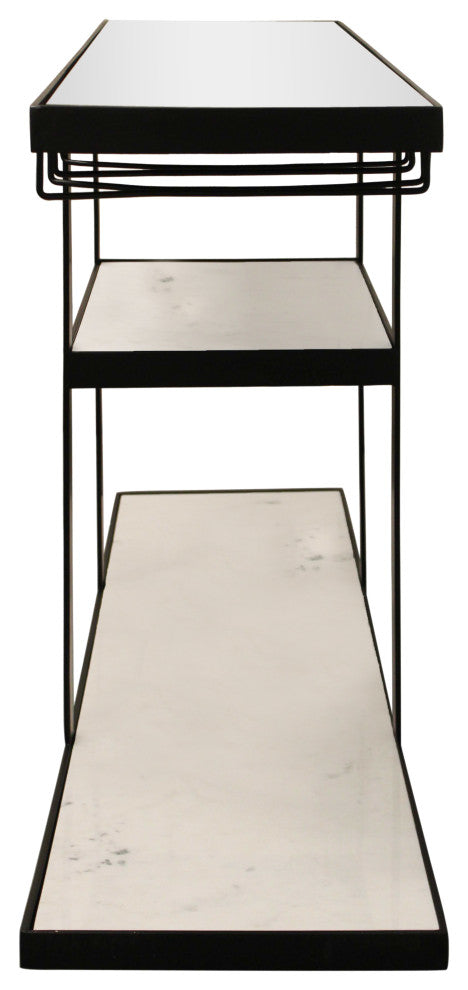 Jonah Bar Console With Mirror Top and Marble Shelves