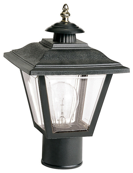 1 Light 13" Post Lantern Coach Lantern With Brass Trimmed Acrylic Panels