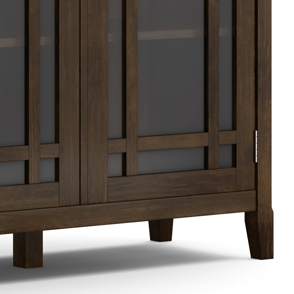 Bedford Solid Wood Wide Storage Cabinet, Dark Tobacco Brown