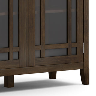 Close-up of the glass-front panel and frame detail.