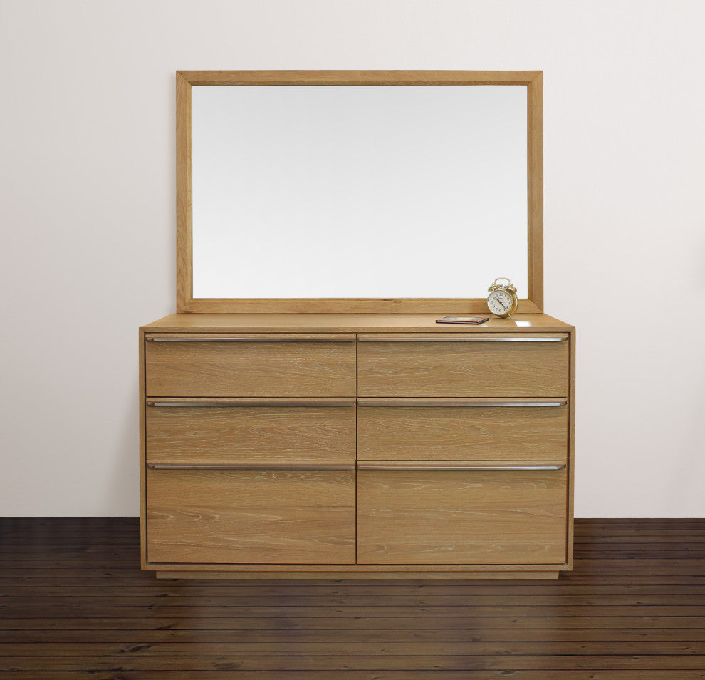 Sarasota 60" Mirror With an Oak Wood Frame, Natural Finish