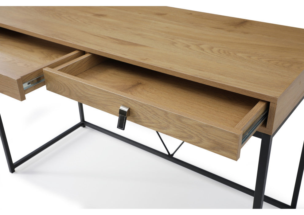 Loft Lyfe Marielle Desk, 2 Storage Drawers, Natural/Black