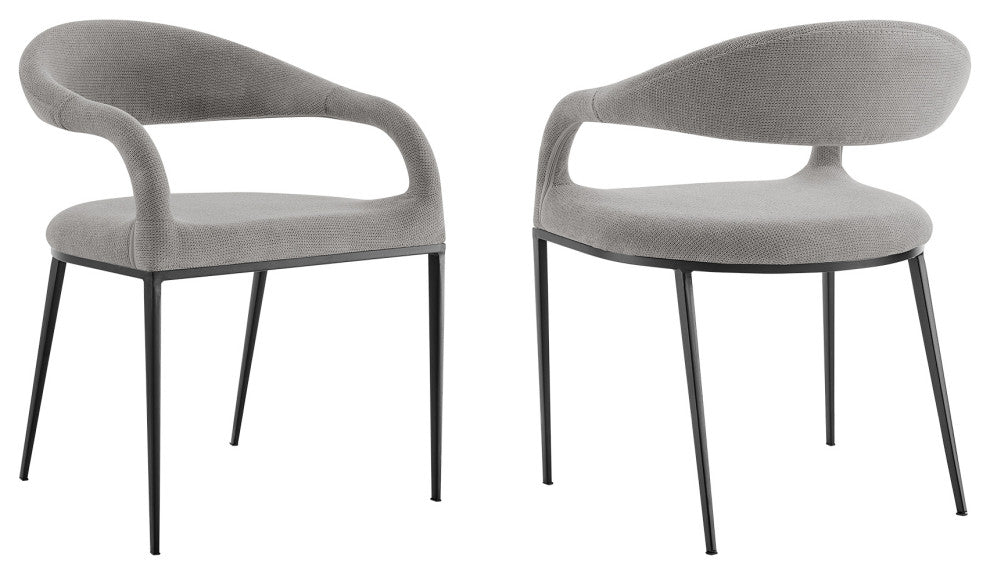 Morgan Matte Black and Light Gray Upholstered Dining Chairs, Set of 2