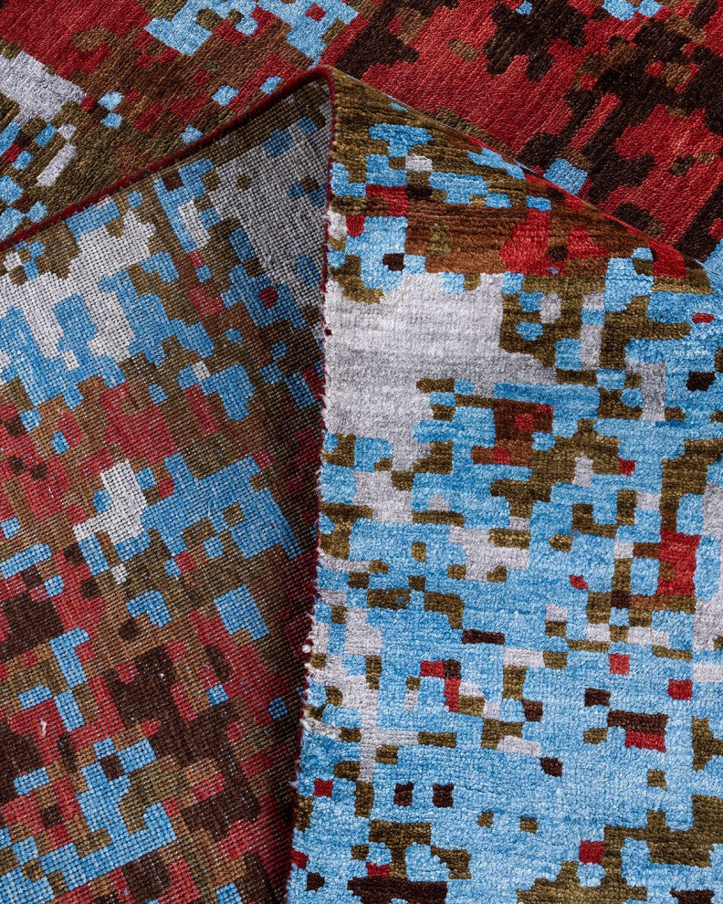 Ikat One-of-a-Kind Hand-Knotted Area Rug Red, 8' 1" x 10' 0"
