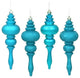 Turquoise Blue Regal 4-Finish Shatterproof Finial Ornaments 7", 8-Piece Set