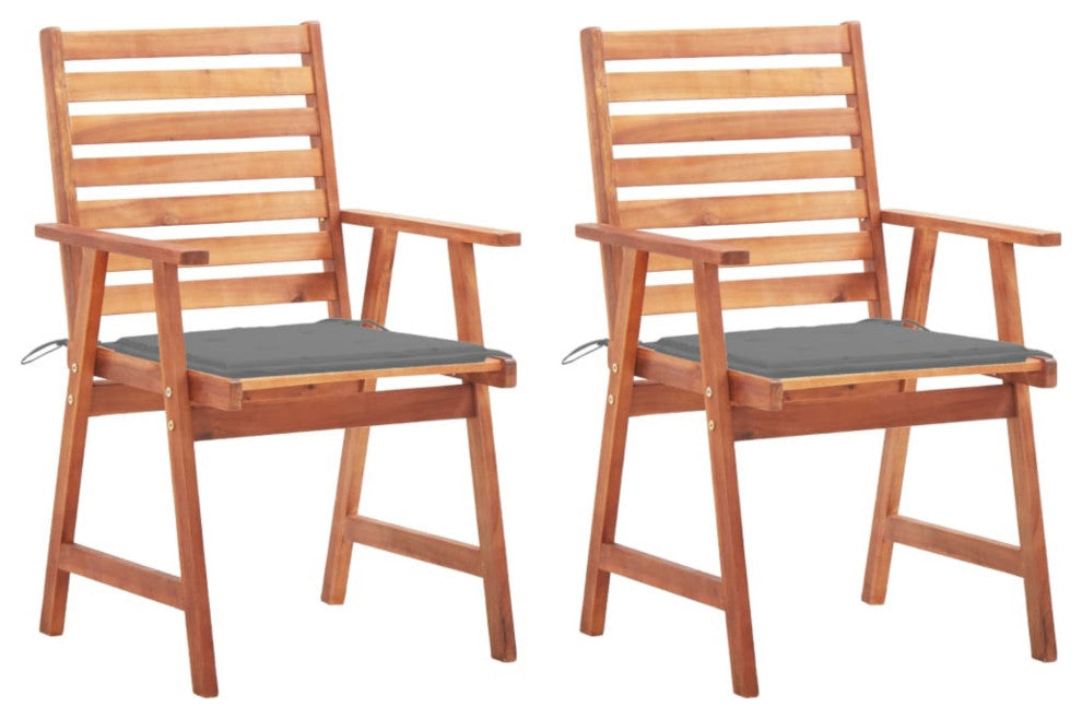 Vidaxl Outdoor Dining Chairs 2-Piece With Cushions Solid Acacia Wood