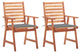 Vidaxl Outdoor Dining Chairs 2-Piece With Cushions Solid Acacia Wood