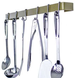 Handcrafted 30" Wall Rack Utensil Bar w 6 Hooks, Brass PC