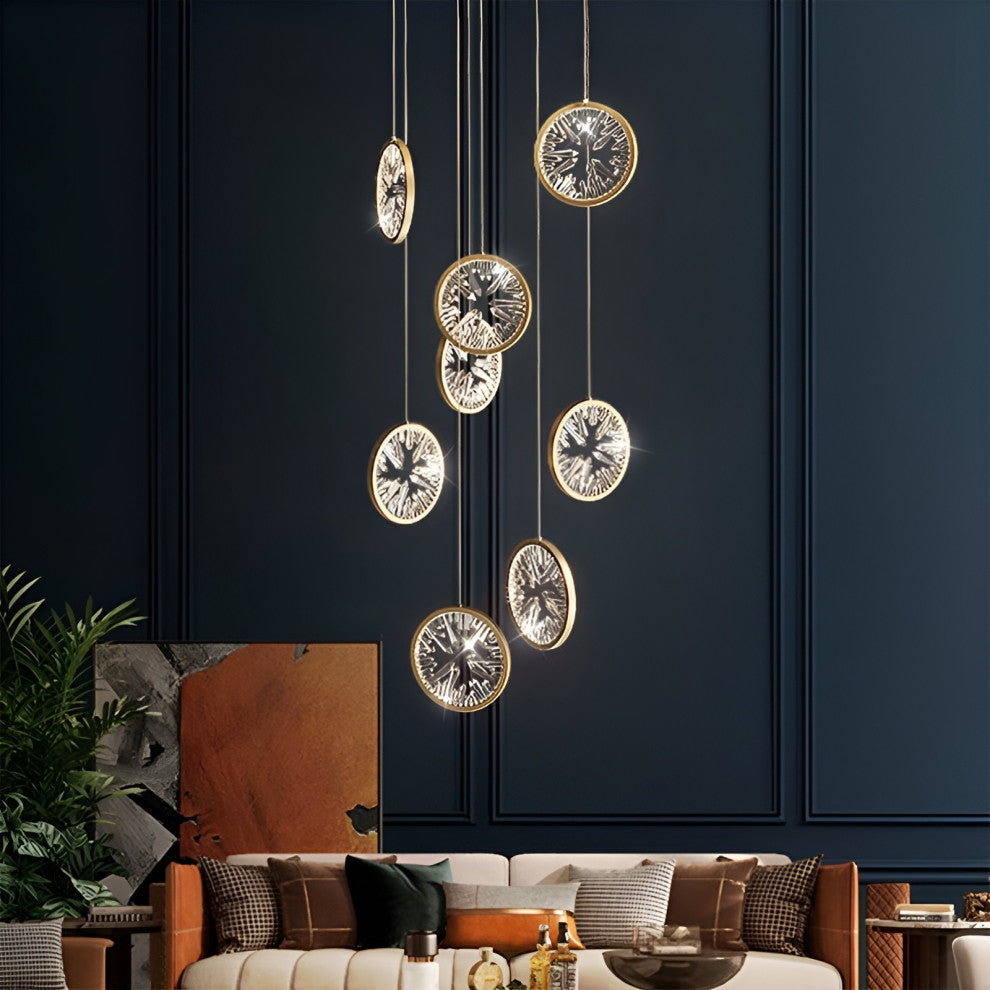 Bezaudun-les-Alpes | Gold Rings Crystal Chandelier, L8
