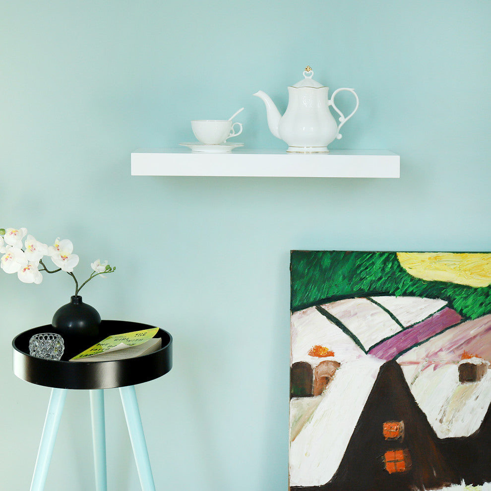 Chicago Floating Wall Shelf, White, 16