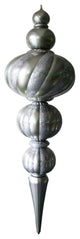 82" Jumbo Silver Finial Ornament With Silver Glittered Stripes