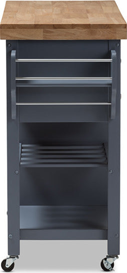 Sunderland Coastal, Farmhouse Gray Wood Kitchen Cart