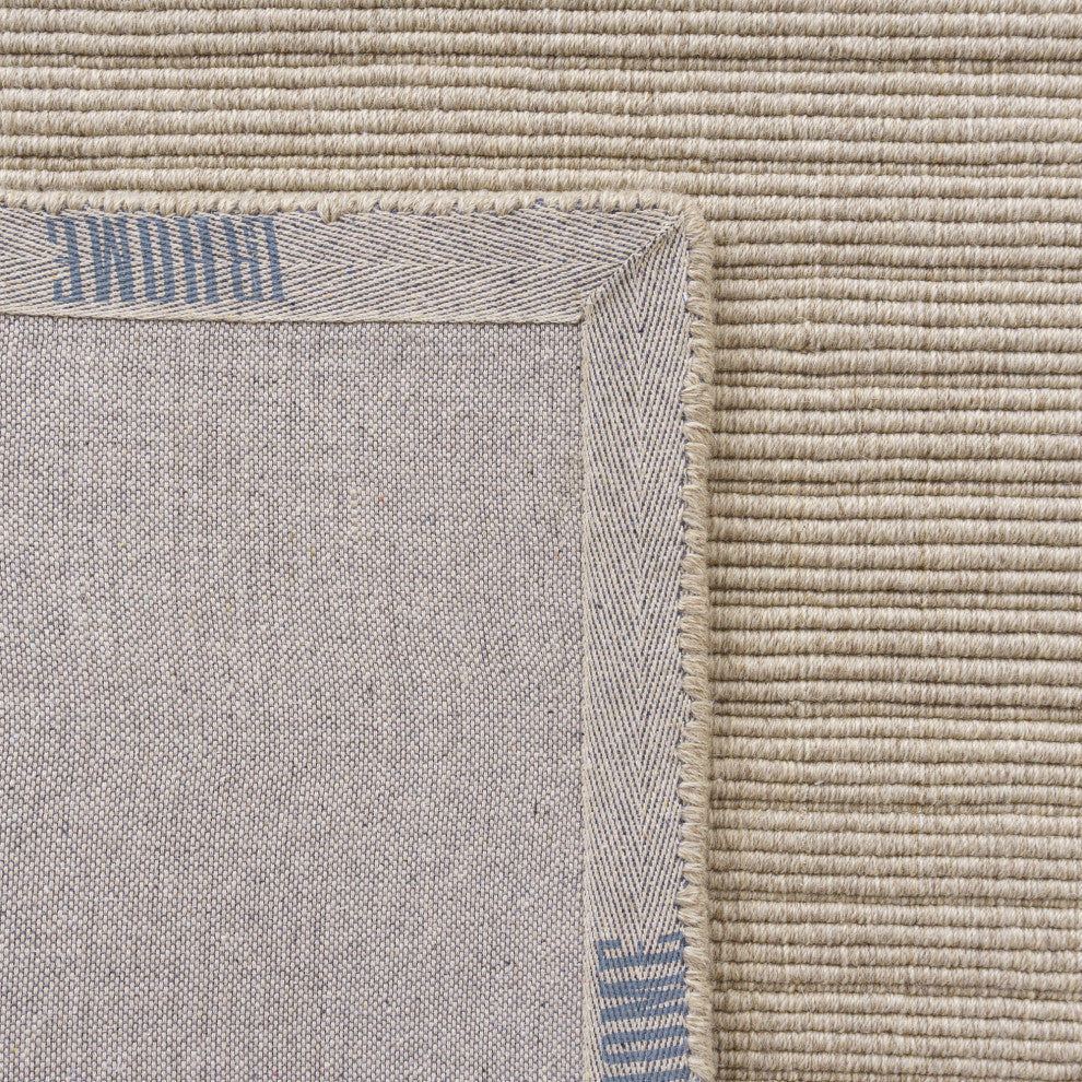 Beige Transitional Solid Handwoven New Zealand Wool Indoor Rug, 10' x 14'