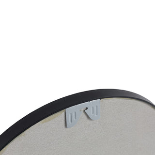 BNK 24 Inch Round Wall-Mirror, Black Metal Frame Wall Mounted Circle Mirror