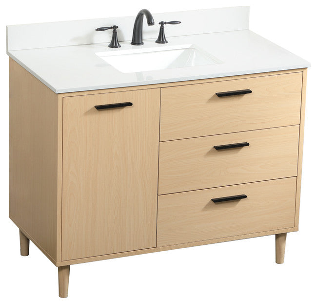 Home Living Modern Natural Oak-Light Bathroom Vanity, Maple, 42"